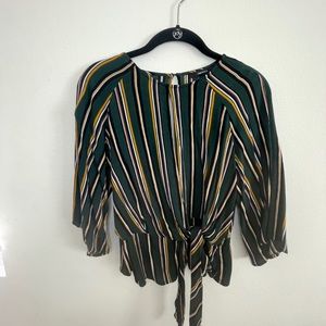 Green striped multicolored blouse
